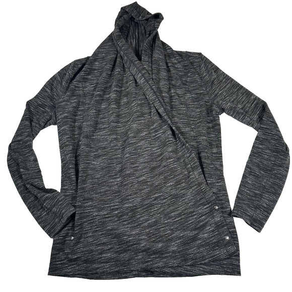 Z by Zella Snap Wrap Long Sleeve Sweatshirt Athletic Top Women's Large Black - Picture 1 of 12